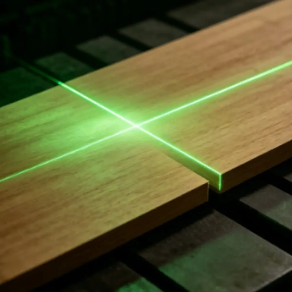ross laser positioning module projecting beam on wood for cutting alignment